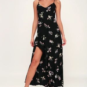 LUSH California Daze Black Floral Maxi Dress